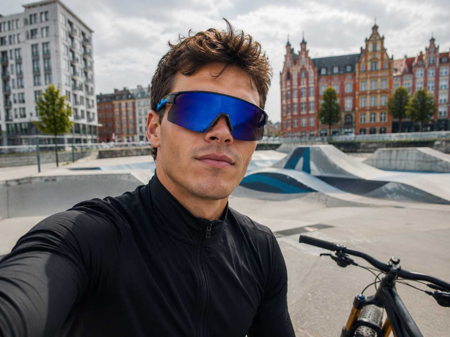 Piotr Nowak na rowerze szosowym z okularami EXVision